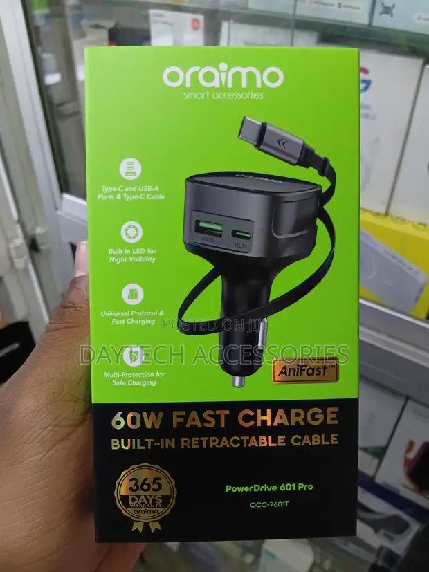 Oraimo PowerDrive 601 Pro 60W Fast-Charging Car Charger - 1