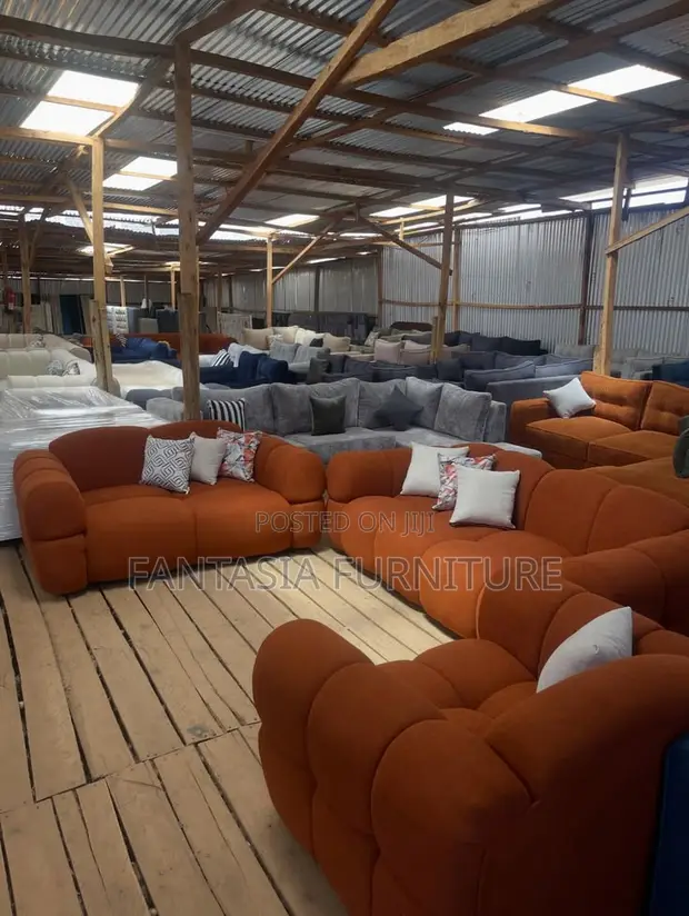 5 Seater Rust Orange Cloud Bubble Sofa - 1