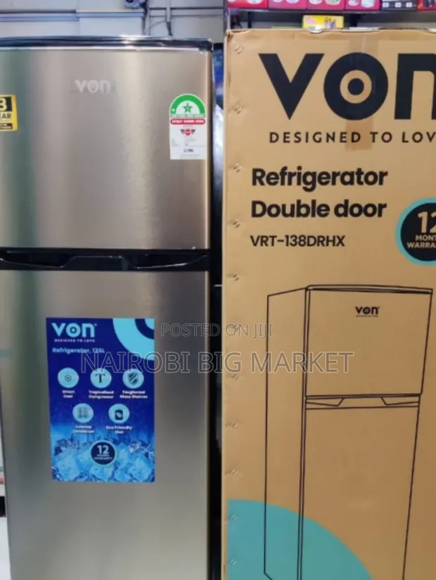 Von 138L Double Door Fridge - Brand New - 1