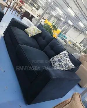 Navy Blue Tufted 3-Seater Sofa