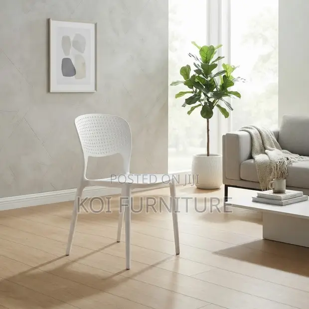 White Armless Dining Chair - 1