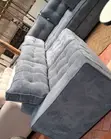 5 Seater Grey Ribbed Channel Tufted Sofa - 1