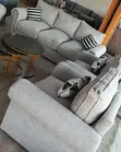 5 Seater Studded Grey Classic Sofa Set - 3