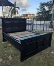 5x6 Glossy Black Wooden Panel Bed - 2