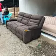 3 Seater Brown Semi-Recliner Sofa with Cup Holder - 2