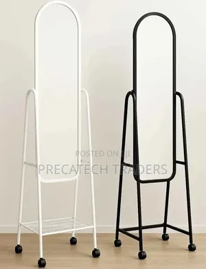 Standing Dressing Mirror with Wheels - Black & White