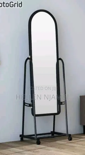 Black Full Length Dressing Mirror with Wheels & Shoe Rack