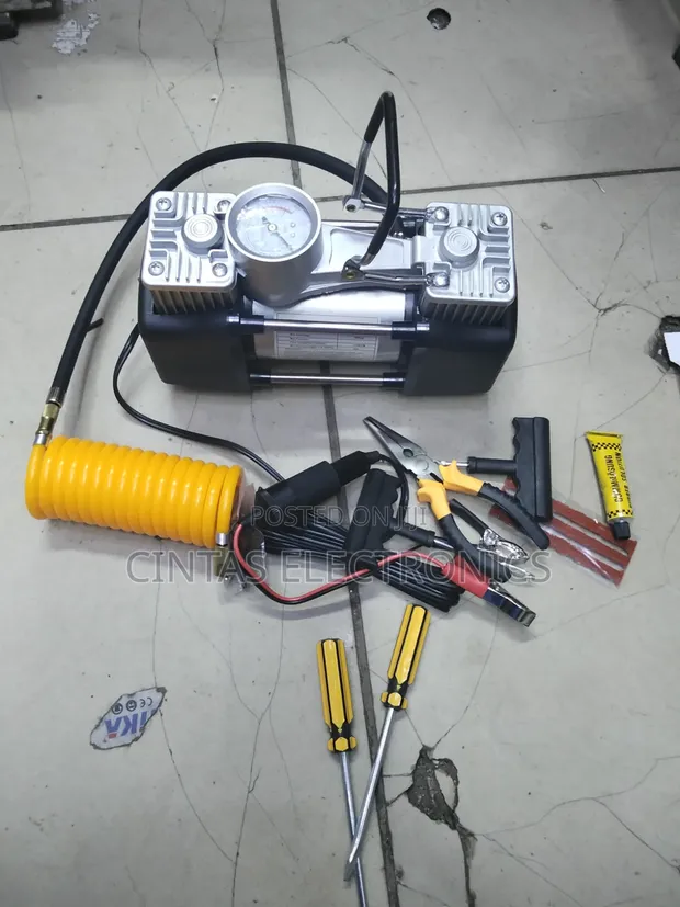 Portable 12V 2-Cylinder Air Compressor - 1