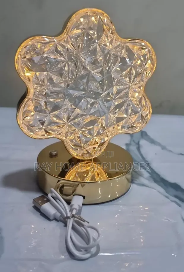 Rechargeable Flower Shaped Crystal Table Lamp - 1