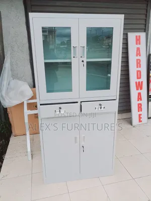 Boss Office Products Metallic Glass Cabinet