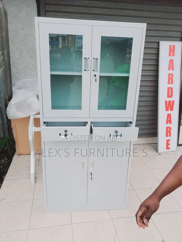 Boss Office Products Adjustable Glass Front Cabinet - 1