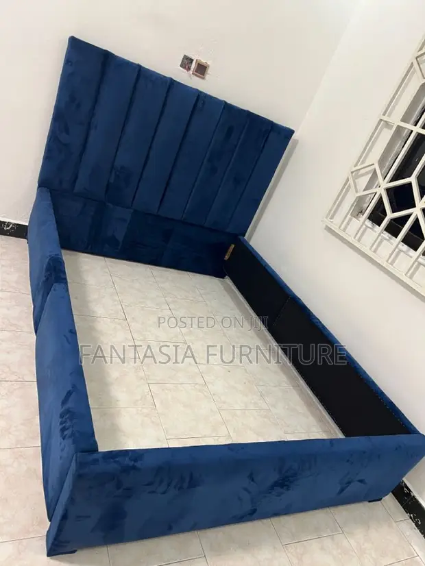 Royal Blue Ribbed Chester Bed (Brand New) - 1