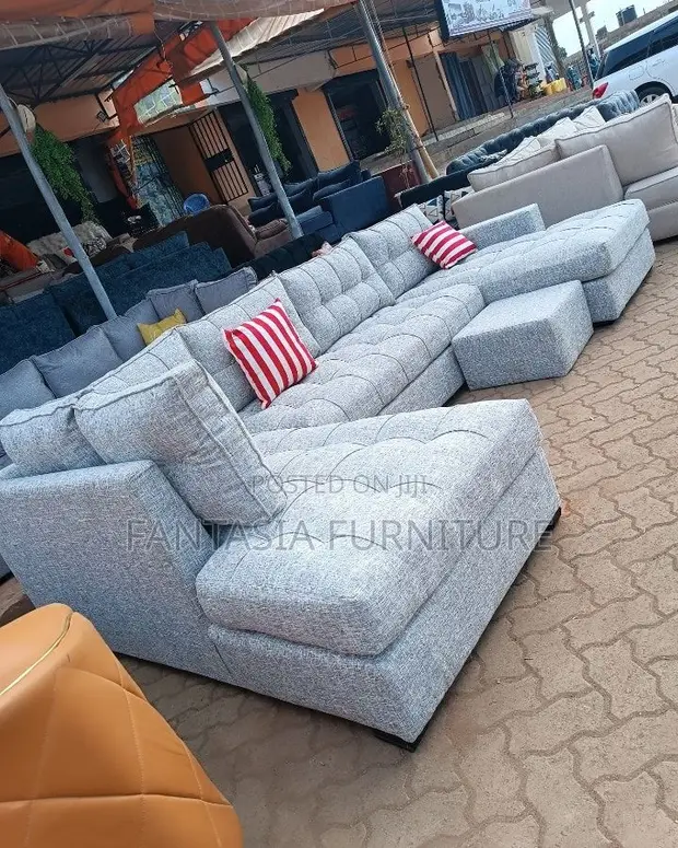 7 Seater Grey U-Shaped Sectional Sofa - Free Delivery - 1