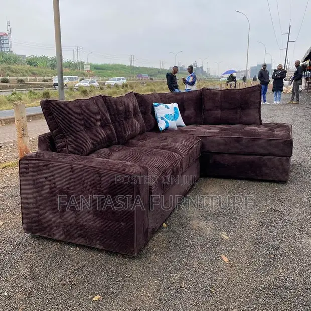 L-Sofa ya Seater 5 - Rangi ya Plum Espresso Brown - 1