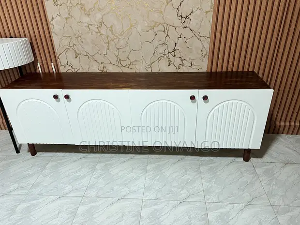 6ft Solid Wood TV Stand - Glossy Finish - 1