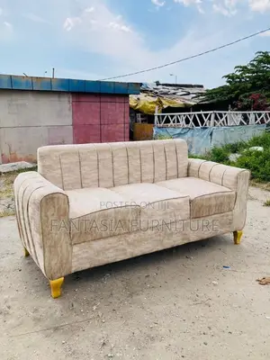 3 Seater Spacious Beige Sofa - Brand New