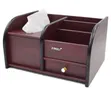 Multifunctional Wooden Desk Organizer with Tissue Box - 3