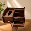 Multifunctional Wooden Desk Organizer with Tissue Box - 4