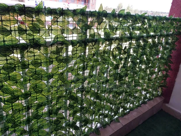 Artificial Green Privacy Fence with Leaves - 1