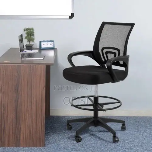 High Back Mesh Reception Chair - Black - 1
