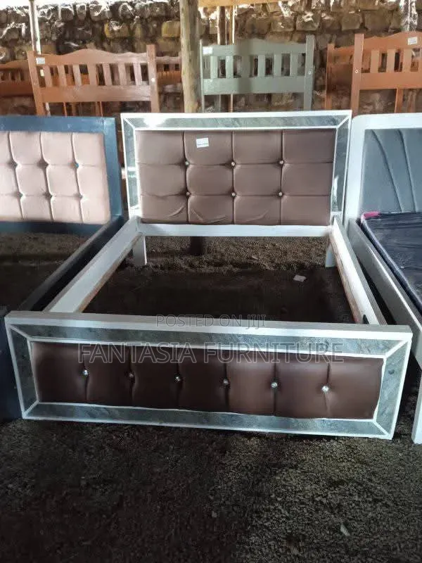 White and Brown 5x6 Bed Frame - 1