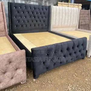 Black Diamond Tufted Wingback Bed - 5x6
