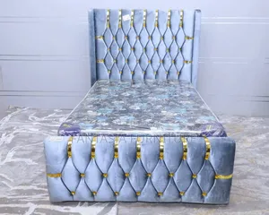Ideal 4x6 Light Blue Velvet Bed Frame