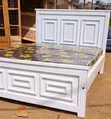 5x6 White Wooden Panel Bed - 1