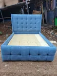 Brand New 5x6 Blue Bed with Tall Headboard - 1