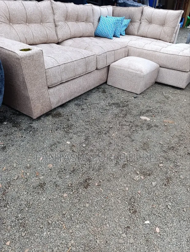 5-Seater Eige L-Shaped Sectional Sofa - 1