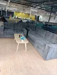 5-Seater Grey Living Room Sofa Set with Coffee Table - 1