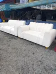 White 5-Seater Velvet Sofa Set - 2