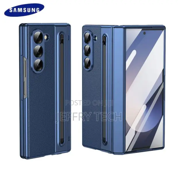 Samsung Galaxy Z Fold 6 Leather Case - Blue - 1