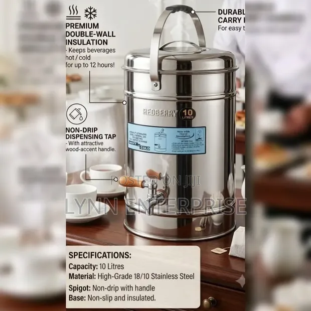 Redberry Premium Range Stainless Steel Insulated Tea Urn 10L - 1