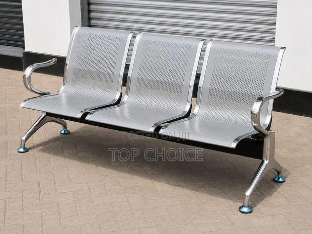 Brand New 3-Seater Silver Waiting Chairs - 1