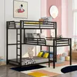 3-Tier Metal Bunk Bed - Black - 1