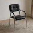 Black Leather Visitor Chair with Chrome Frame - 2