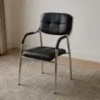 Black Leather Visitor Chair with Chrome Frame - 4
