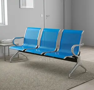 3-Link Non-Padded Blue Waiting Bench
