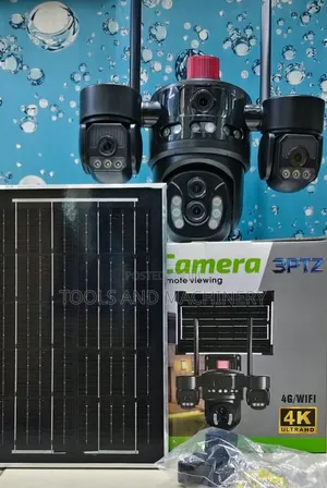 V380 Pro AI Solar Camera with 4 Lenses, Two-Way Audio, 4G