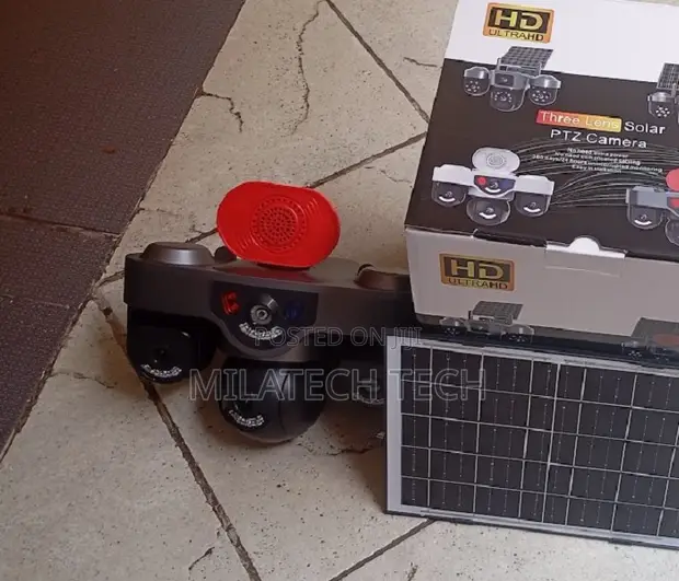 4G Solar Surveillance Camera Triple Lens With Siren - 1