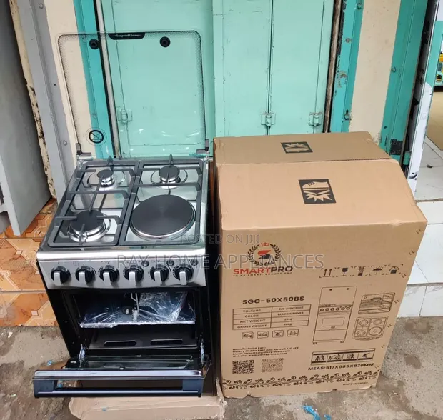 Smartpro 50x55cm Standing Cooker with 3 Gas + 1 Electric Hotplate & Oven - 1