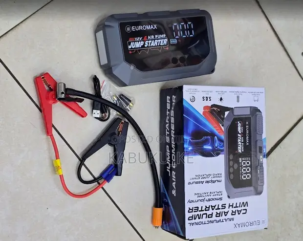 Euromax 12V Air Pump & Jump Starter Kit with Tyre Inflator - 1