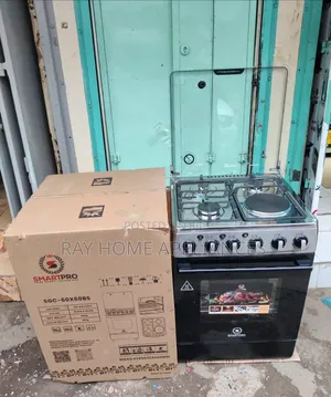 60x60cm Smartpro Standing Cooker: 3 Gas Burners + 1 Electric Hot Plate, Electric Oven