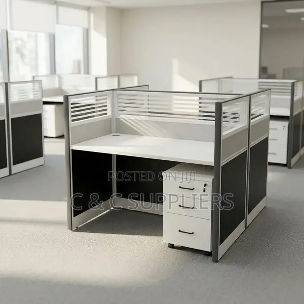 2-Seater Gray Modular Workstation - 1