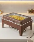 9L Wooden Finish Chafing Dish with Soft-Close Lid - 2