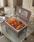 9L Wooden Finish Chafing Dish with Soft-Close Lid - 3