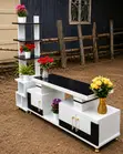 Modern Black & White TV Stand with Display Shelves - 1