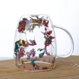 Insulated Double Wall Glass Cup with Dried Flowers - 2