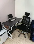 Metallic Table and Mesh Headrest Chair Set - 1